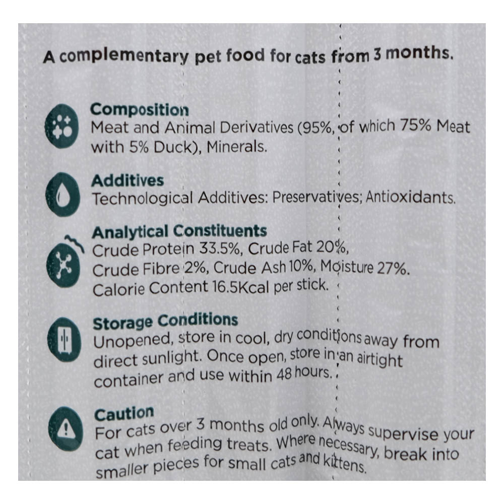 Webbox Tasty Sticks Duck Cat Sticks 30g back image