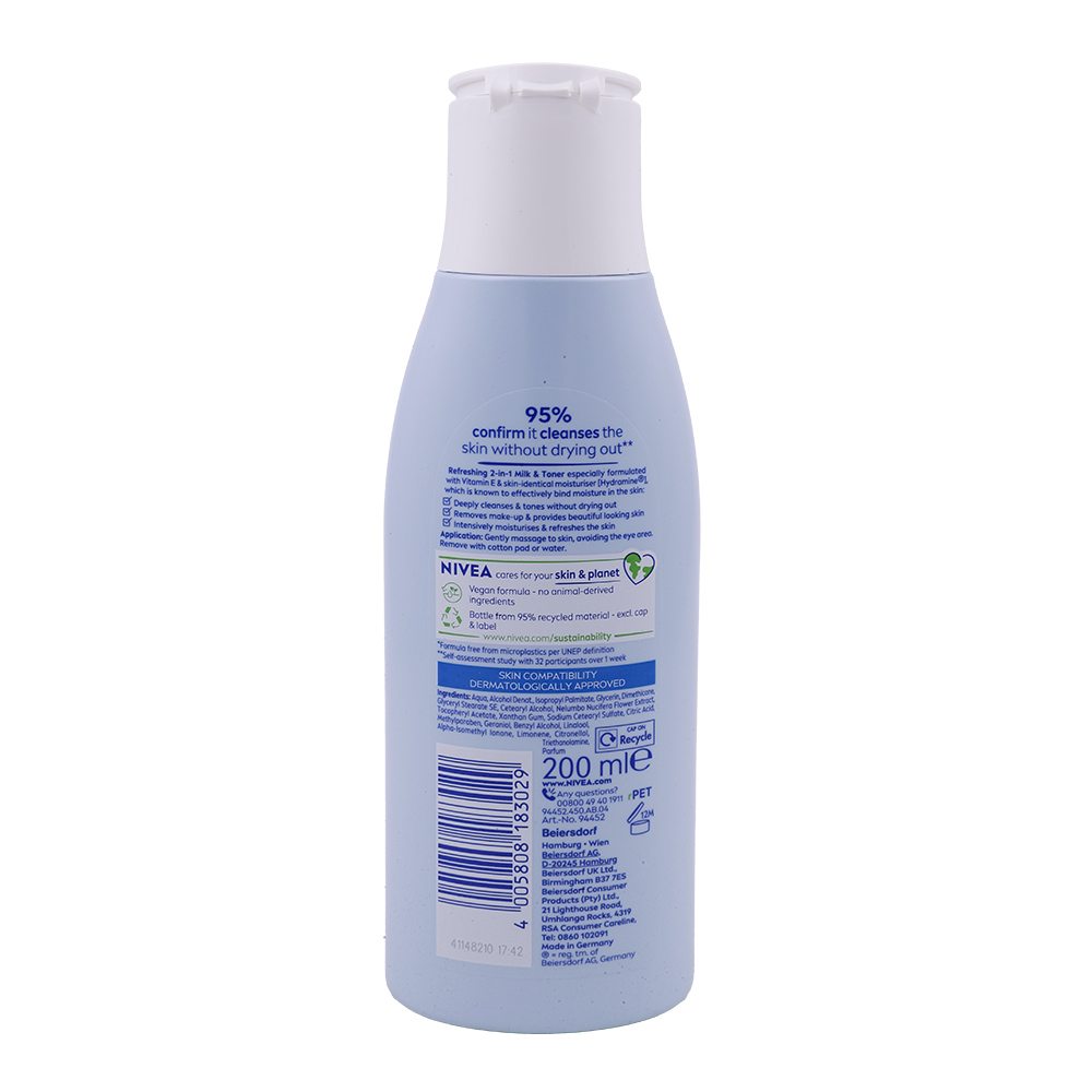 Nivea Refreshing 2in1 Milk & Toner 200ml back image
