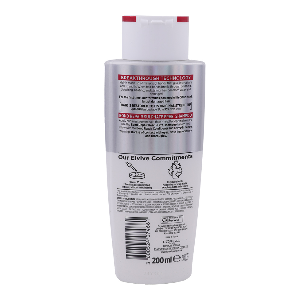 L'Oreal Elvive Bond Repair Shampoo 200ml back image