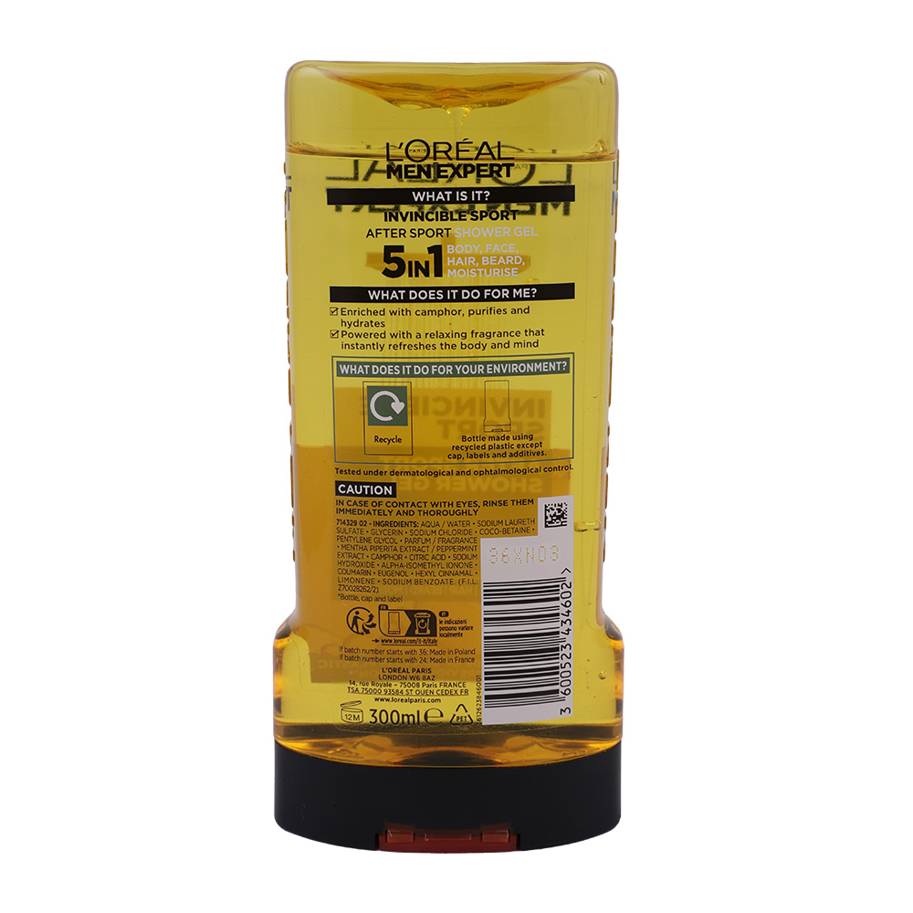 Loreal Men Invincible Sport Shower Gel 300ml - Bahrain Alosraonline store