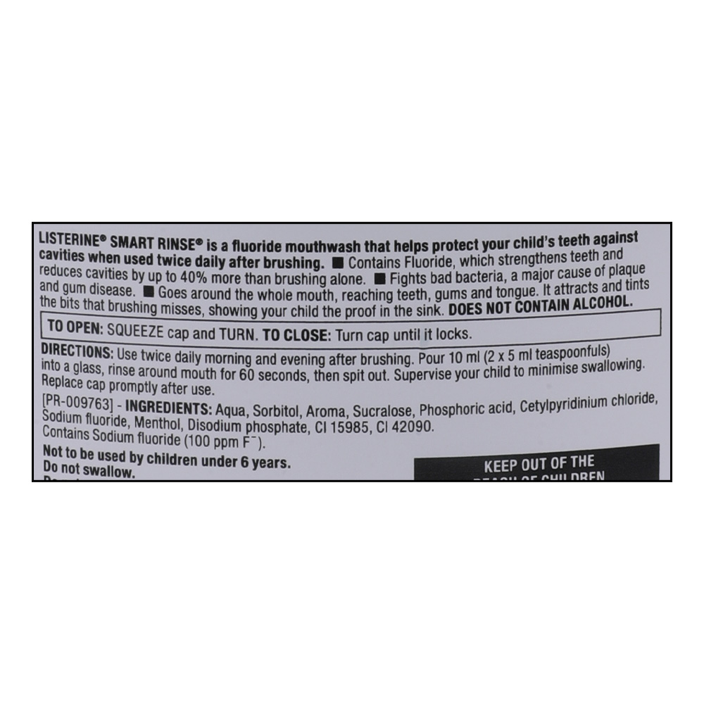 Listerine Smart Rinse Mint Mouthwash 250ml right side image