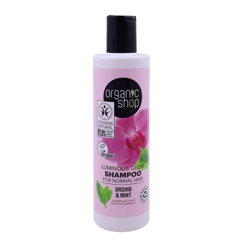 Organic Shop Luminous Glow Orchid & Mint Shampoo 280ml back image
