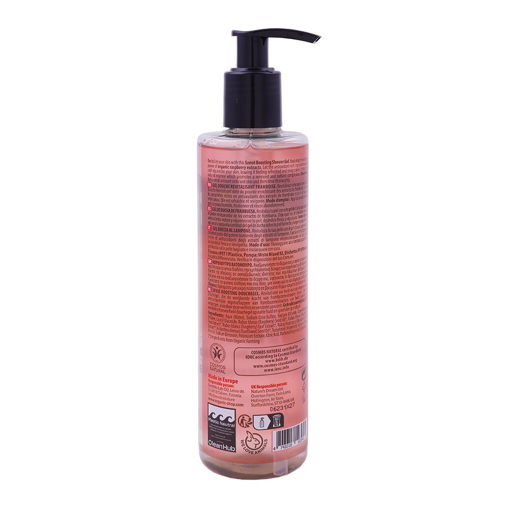 Organic Shop Sense Boosting Sweet Raspberry Shower Gel 280ml back image