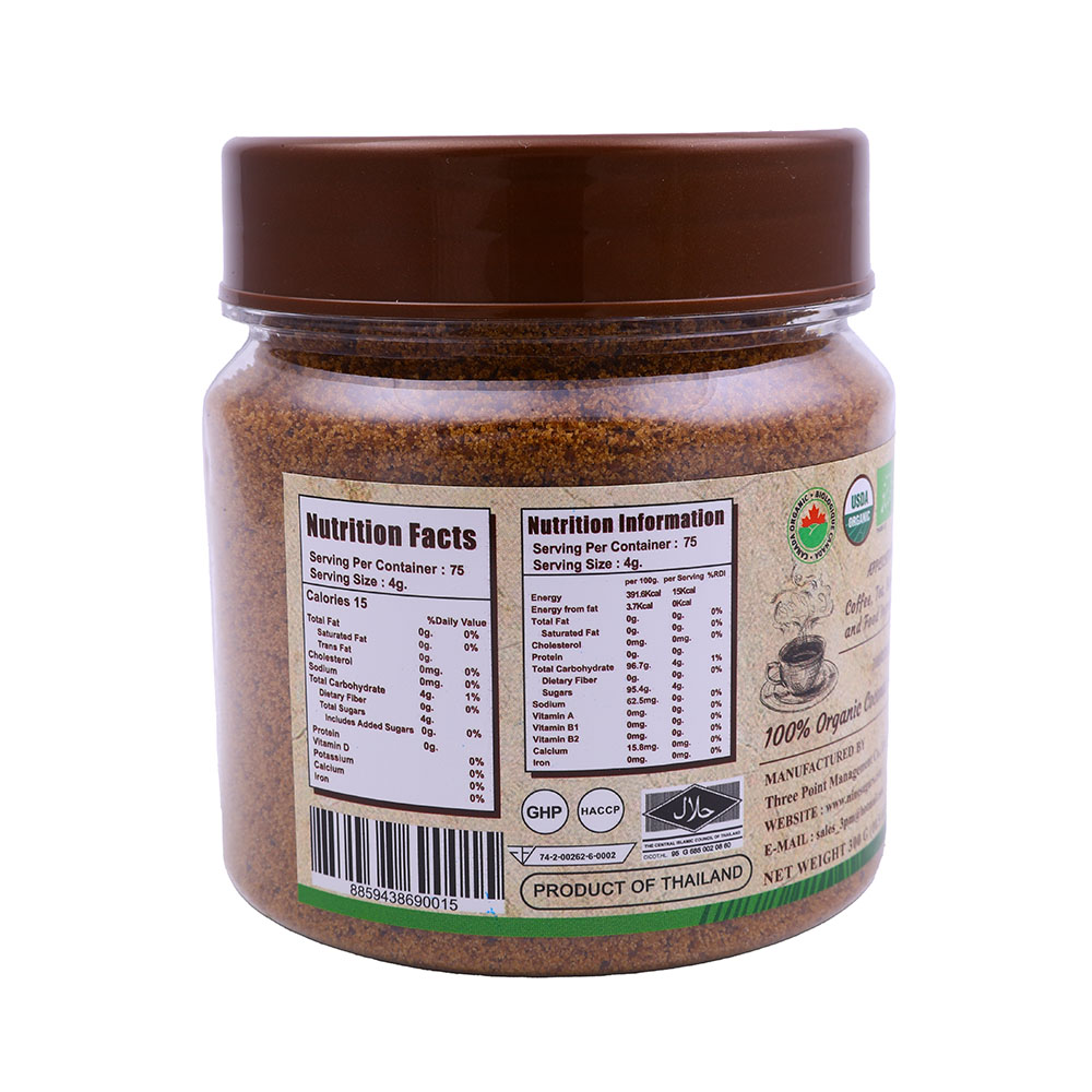 Sugar Boy Organic Coconut Sugar Bottle 300g back image