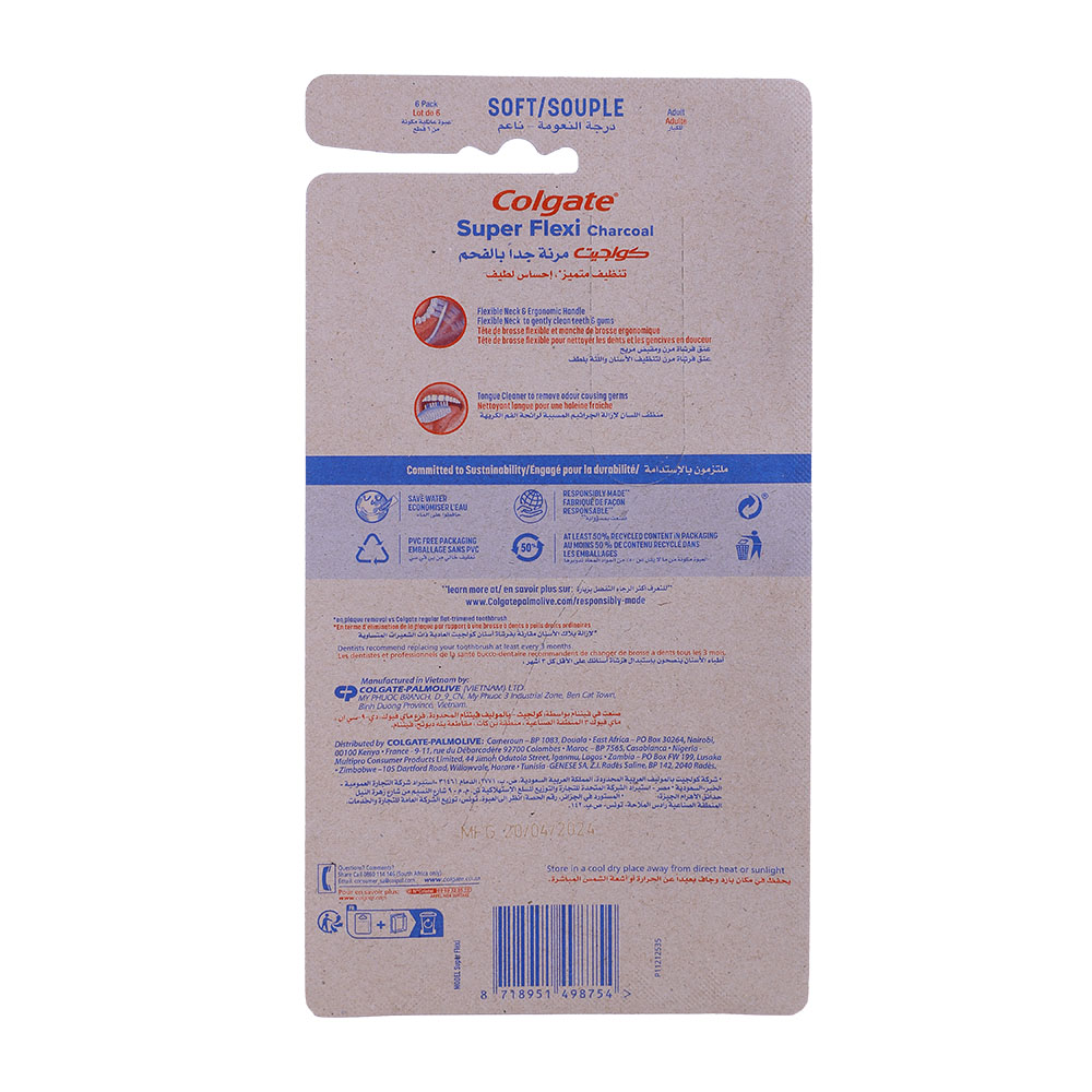 Colgate Super Flexi Black Toothbrush 6's [Special Offer] back image