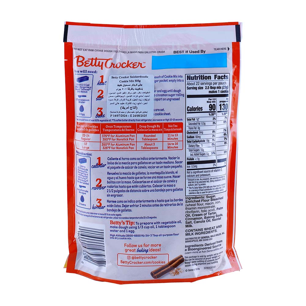 Betty Crocker Snickerdoodle Cookie Mix 508g back image
