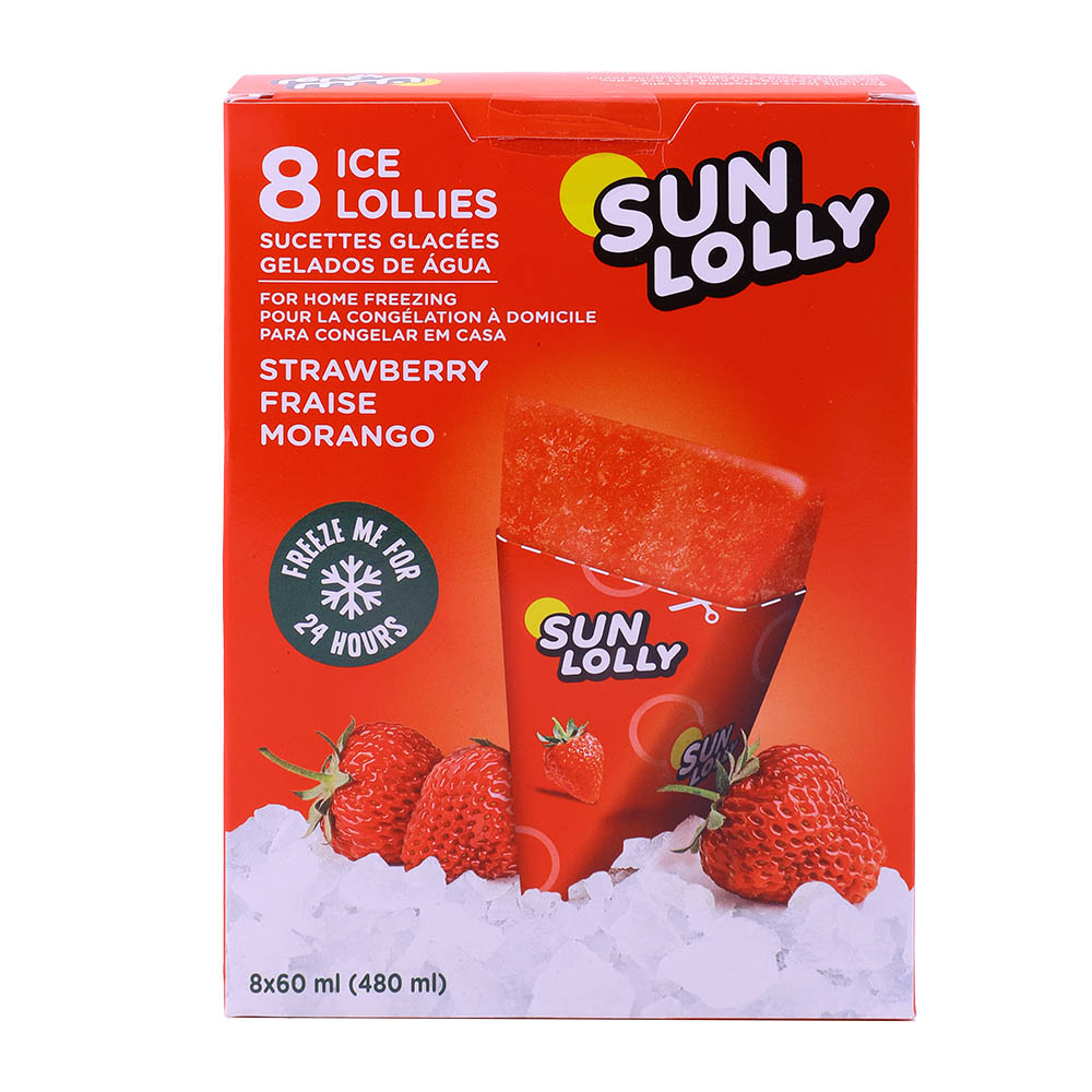 Sunlolly Strawberry Ice Lollies 8 Pcs 480ml