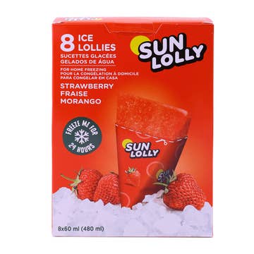 Sunlolly Strawberry Ice Lollies 8 Pcs 480ml 
