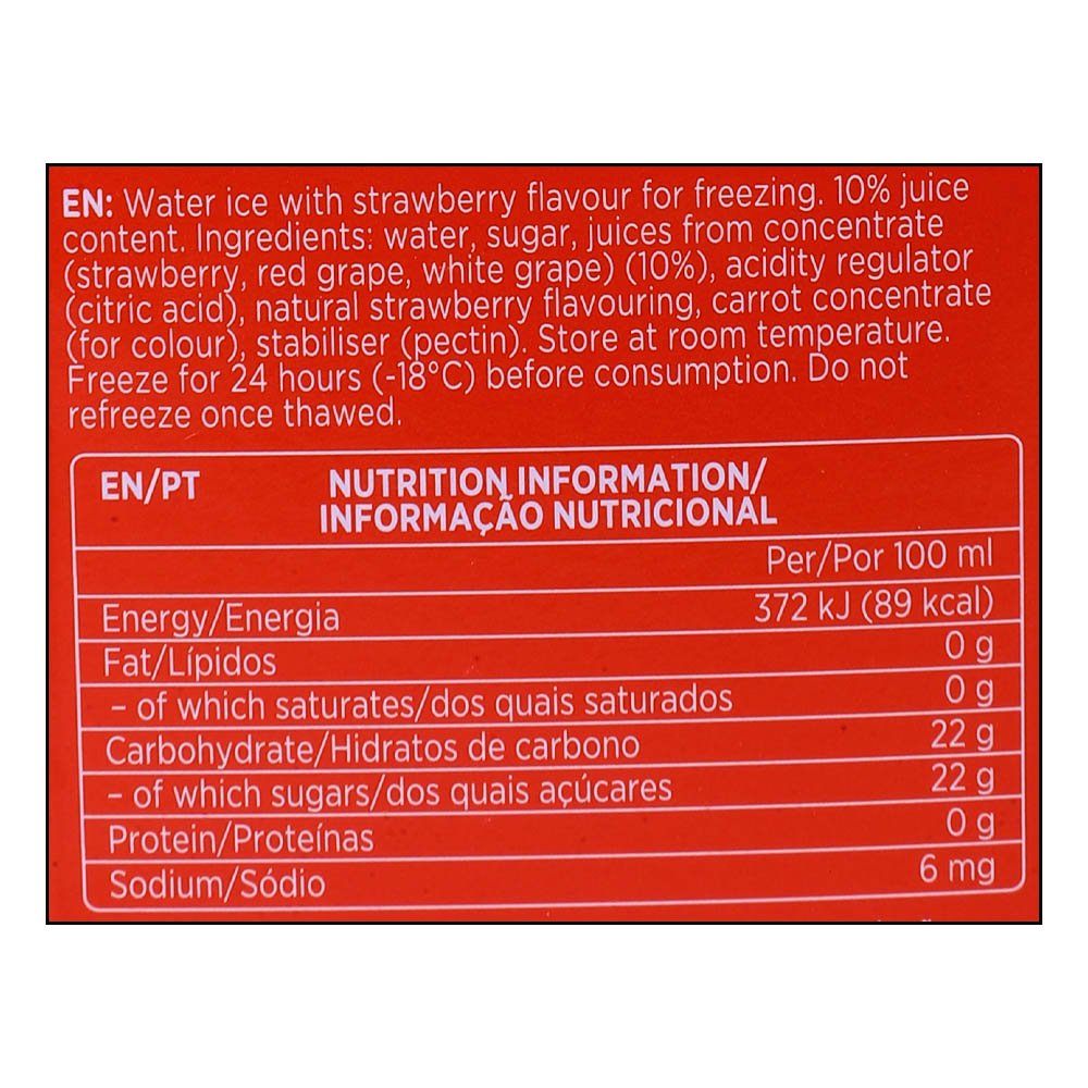 Sunlolly Strawberry Ice Lollies 8 Pcs 480ml right side image