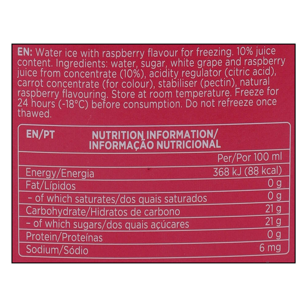 Sunlolly Raspberry Ice Lollies 8 Pcs 480ml right side image