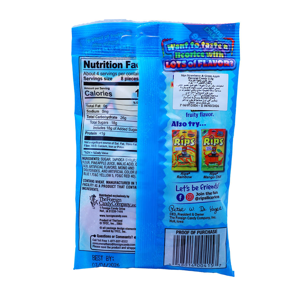 Rips Assorted Flavored Peg Candy 113g back image