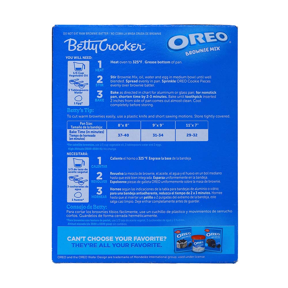 Betty Crocker Oreo Brownie Mix 385g back image
