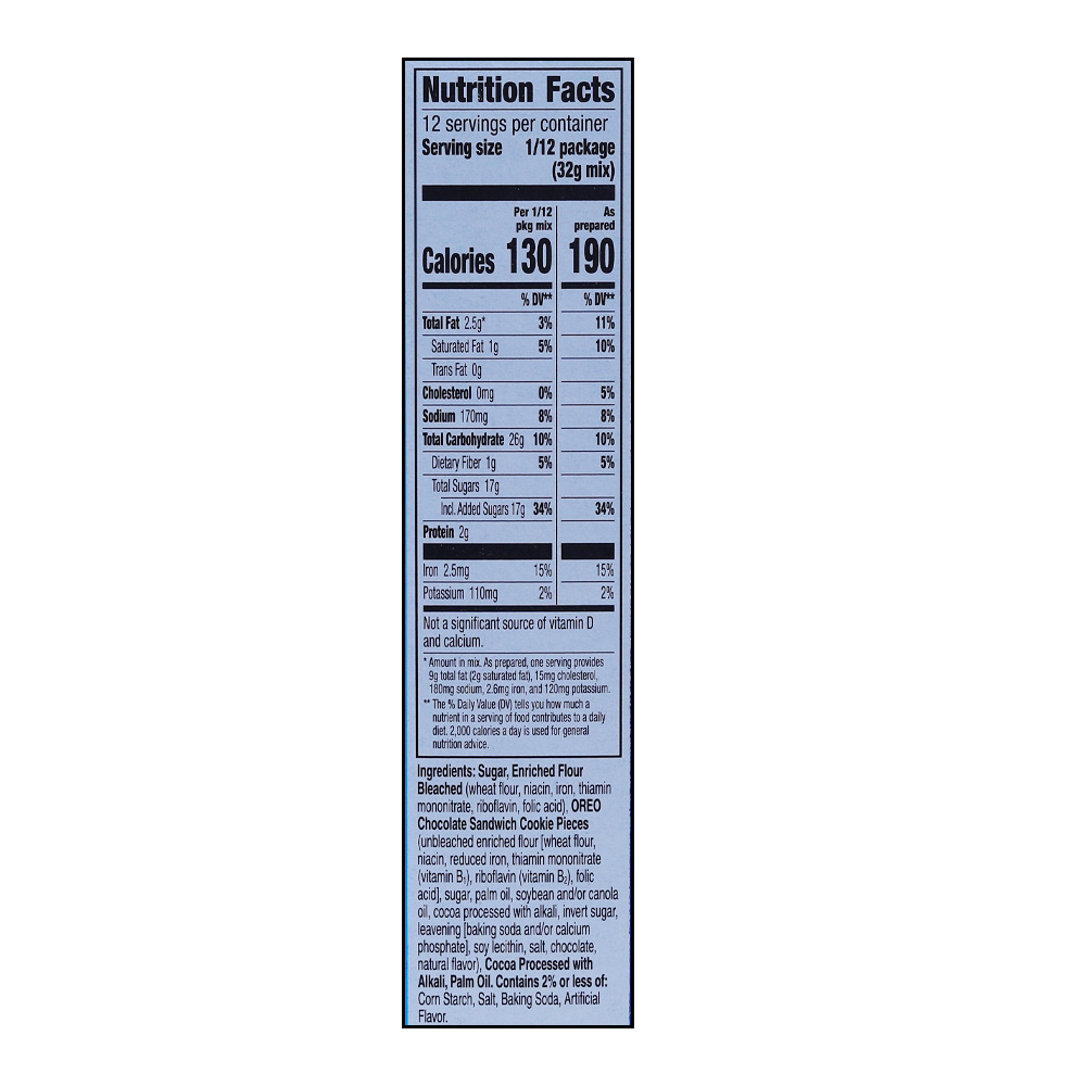 Betty Crocker Oreo Brownie Mix 385g right side image