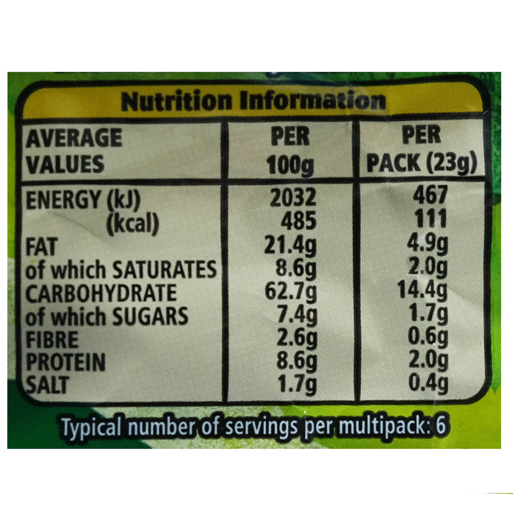 Jacobs Cheese & Onion Crinklys Biscuits 6x23g back image