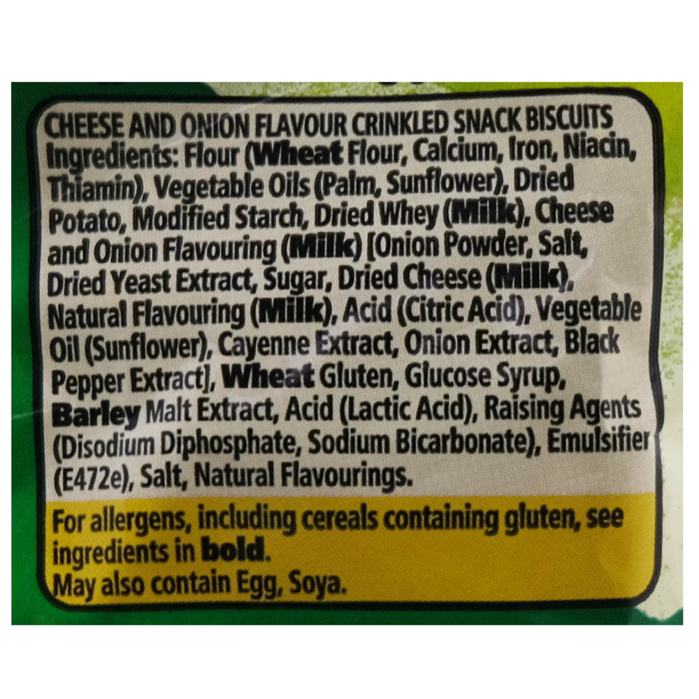 Jacobs Cheese & Onion Crinklys Biscuits 6x23g right side image