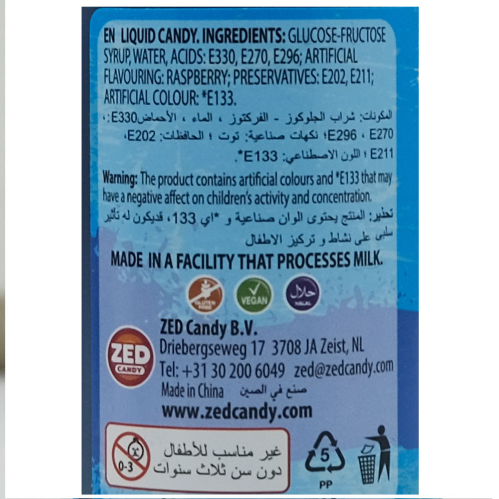 Zed Screamers Big Lick Blue Razz Candy 60ml right side image