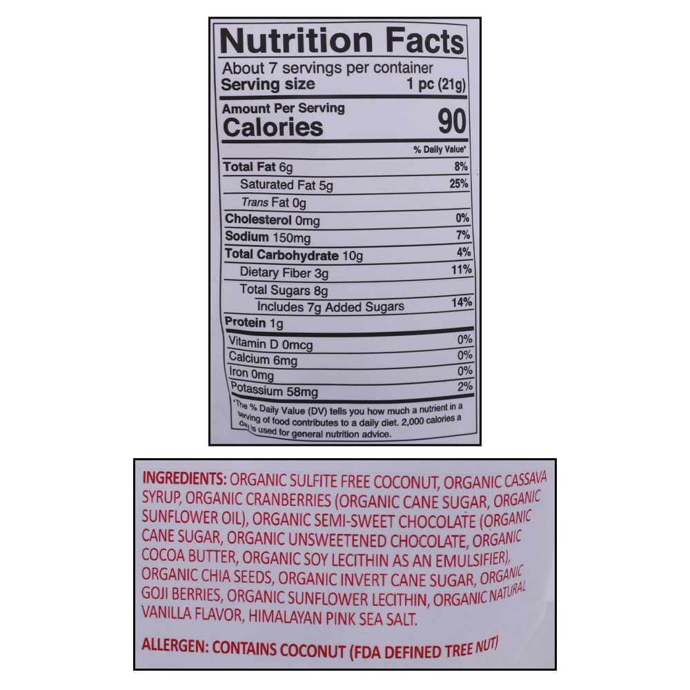 Jennies Organic Coconut Bites 149g right side image