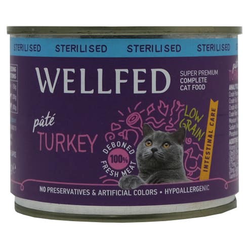 Wellfed Sterilised Turkey Intestinal Care Wet Cat Food Can 200g 