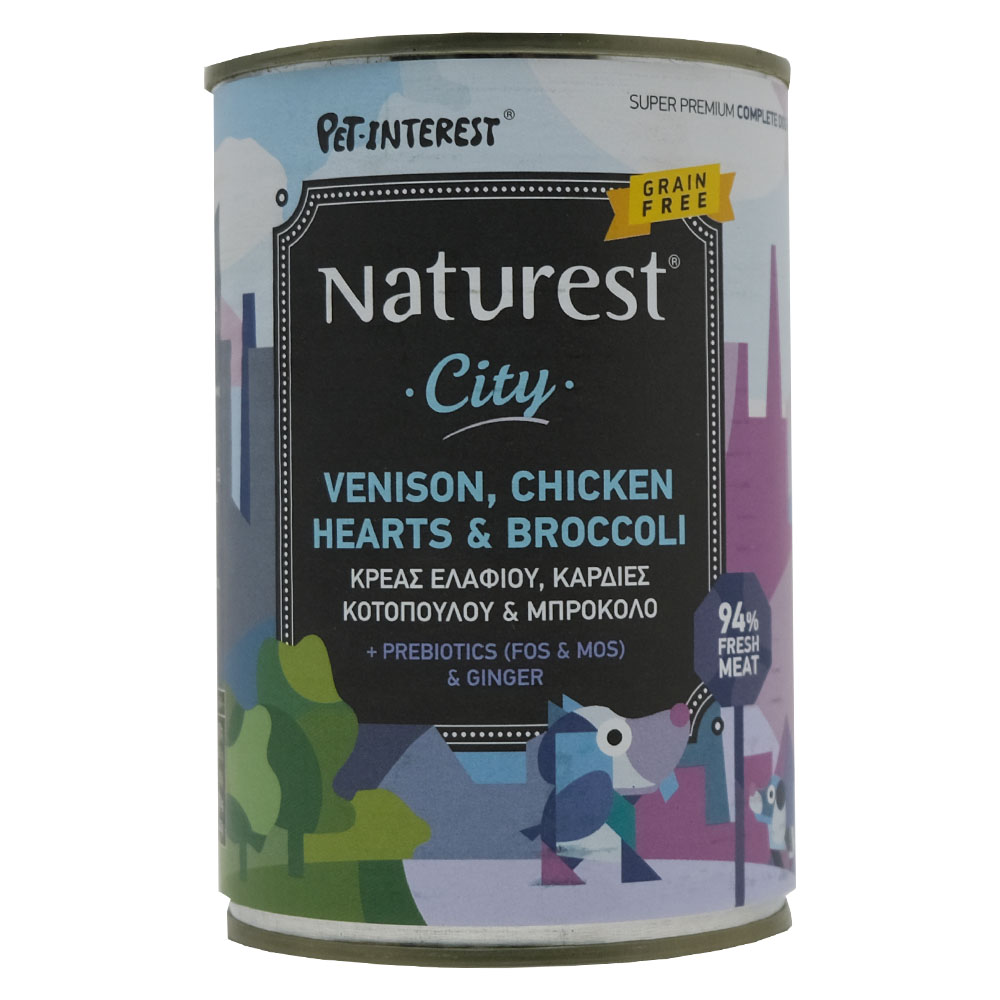 Pet Interest Naturest Venison, Chicken Hearts & Broccoli Dog Food 400g