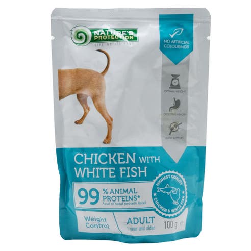 Nature Protect Pouch Chicken White Fish Adul Dog 100g 