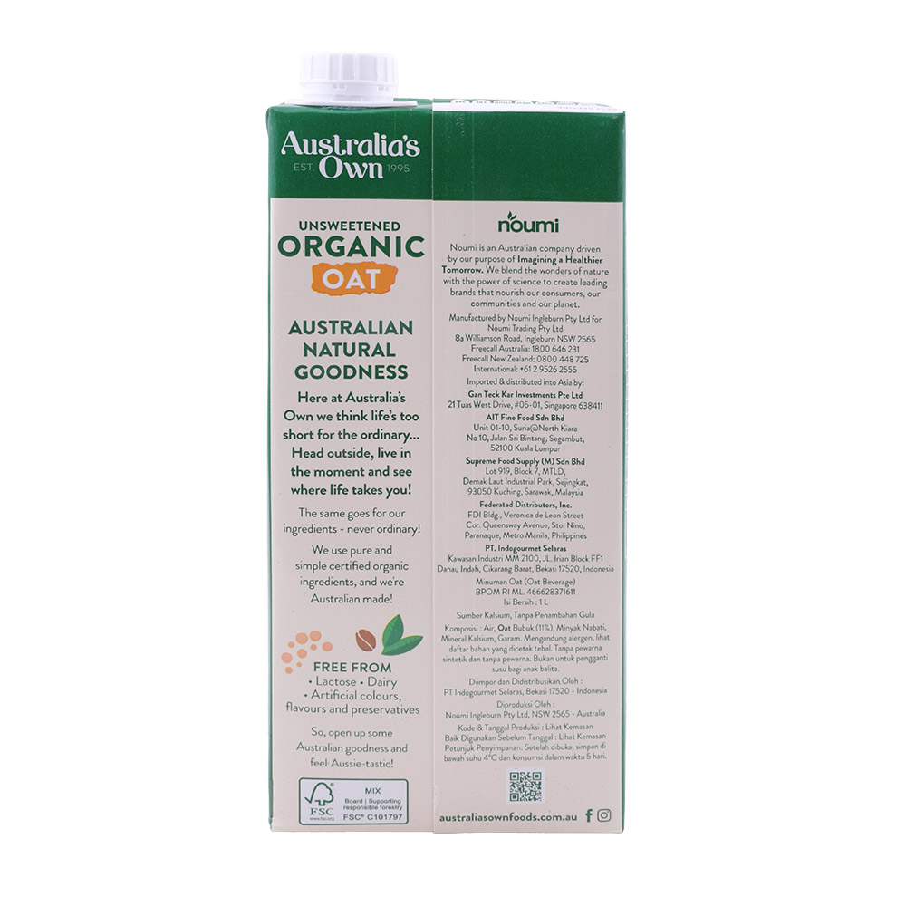 Australia's Own Organic Oat Unsweetened Beverage 1L - Bahrain Alosraonline supermarket