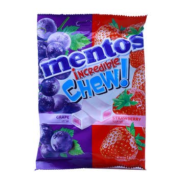 Mentos Incredible Chew Strawberry Grape Bag 140g 