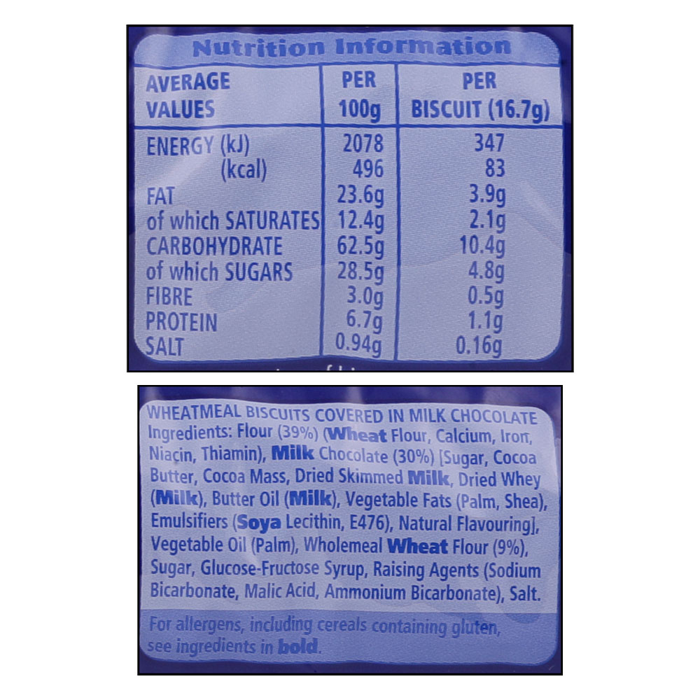 McVities Digestives Milk Chocolate Biscuits 433g right side image