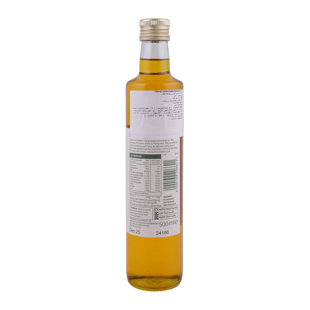 Waitrose Leckford Estate Rapeseed Oil 500ml back image