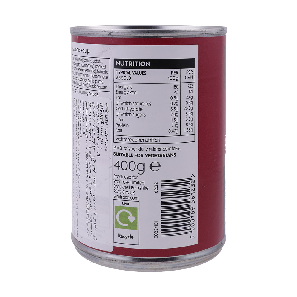 Waitrose Chunky Minestrone Soup 400g back image