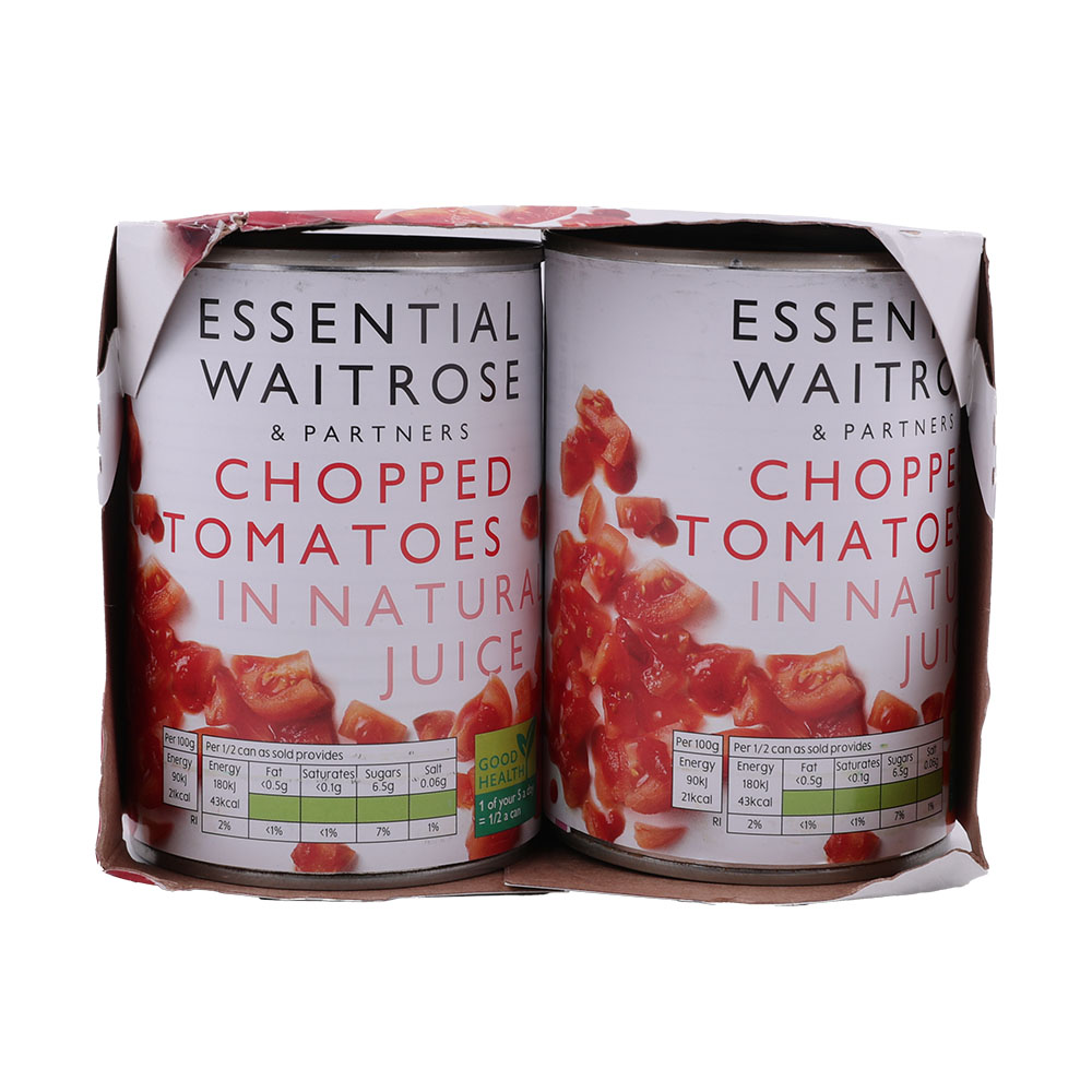 Waitrose Essential Chopped Tomatoes In Natural Juice 4x400g back image
