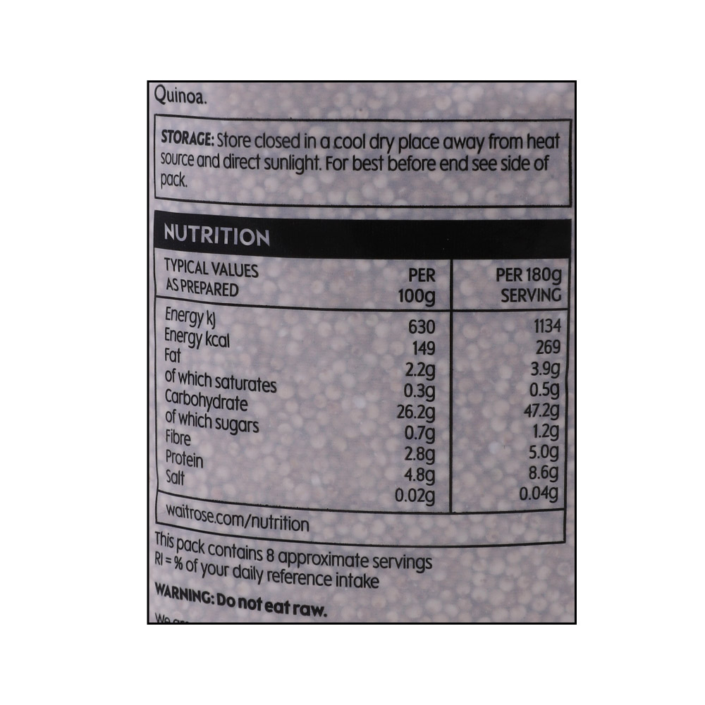 Waitrose Quinoa 500g right side image