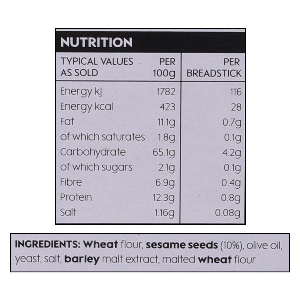 Waitrose Sesame Grissini Breadsticks 125g right side image