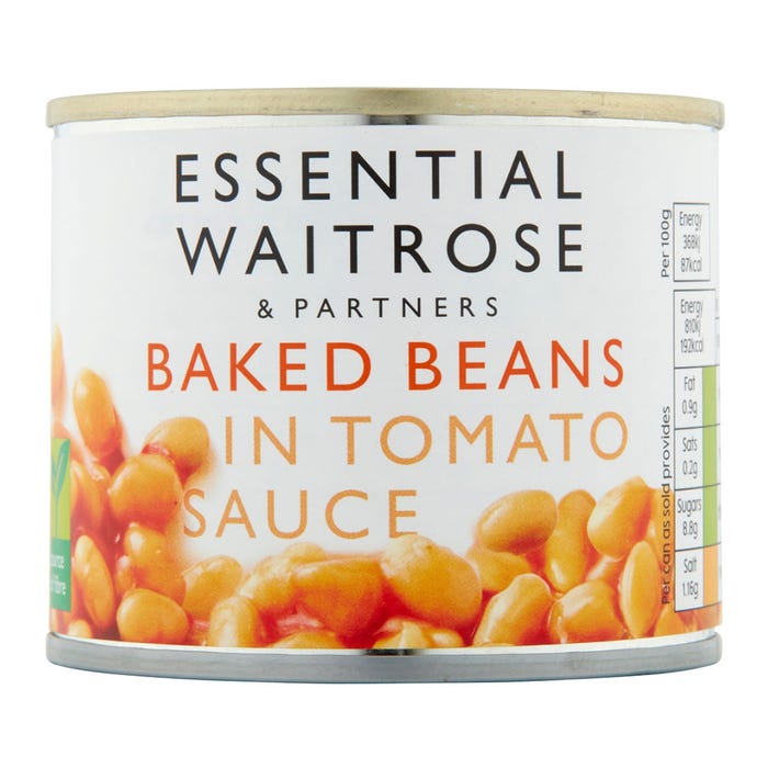Waitrose Essential Baked Beans In Tomato Sauce 220g
