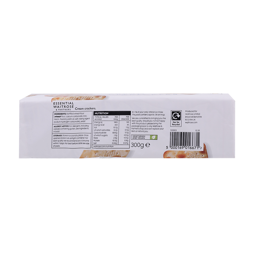 Waitrose Essential Cream Crackers 300g back image