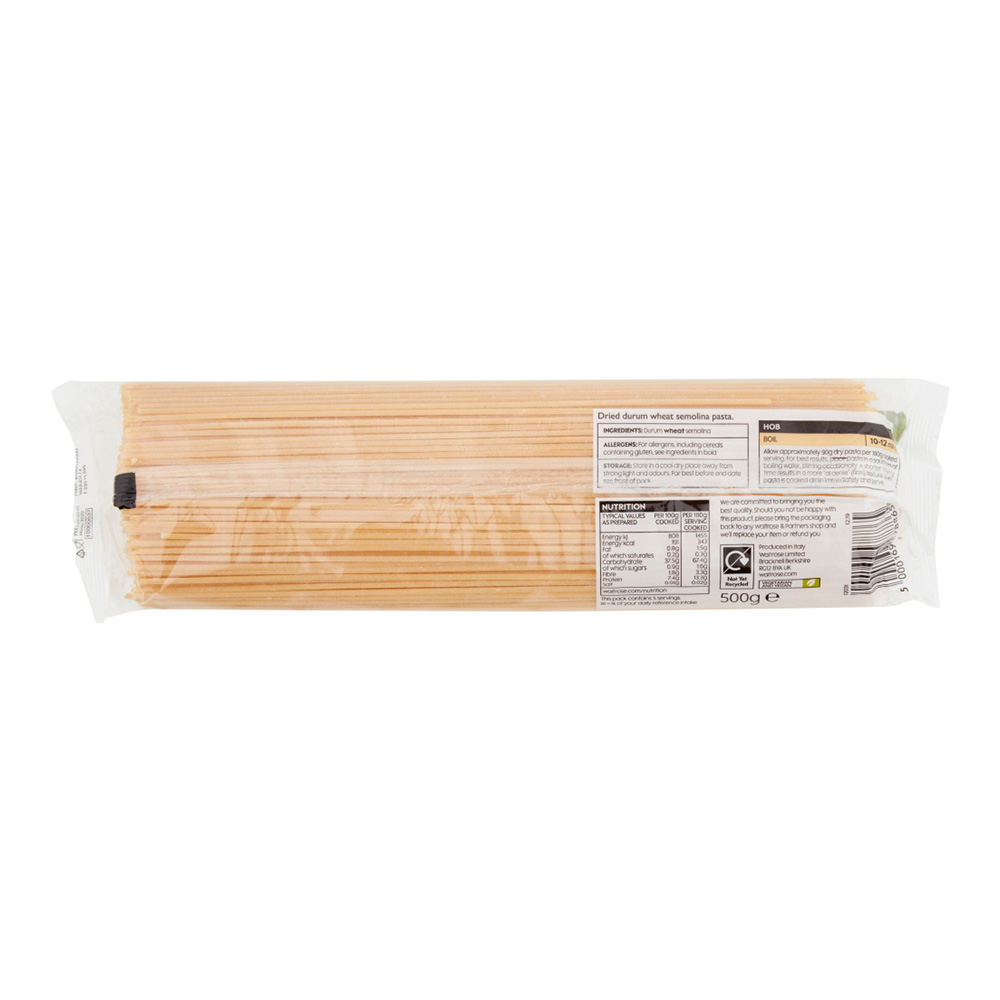 Waitrose Spaghetti Pasta 500g back image
