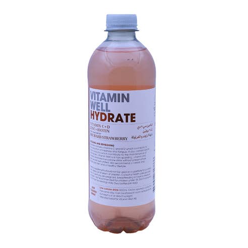 Vitamin Well Hydrate Rhubarb & Strawberry Drink 500ml 