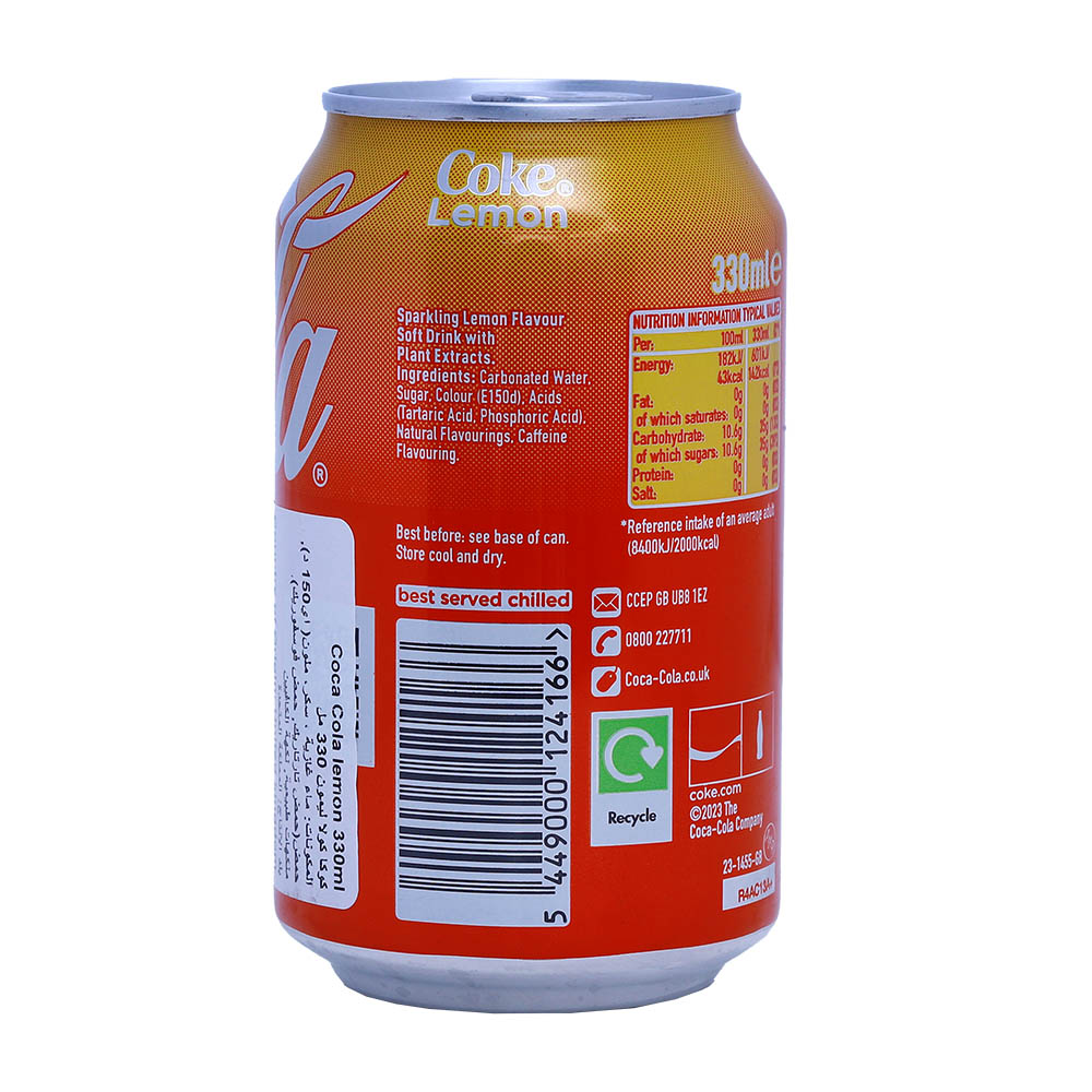 Coca Cola Lemon Drink 330ml back image