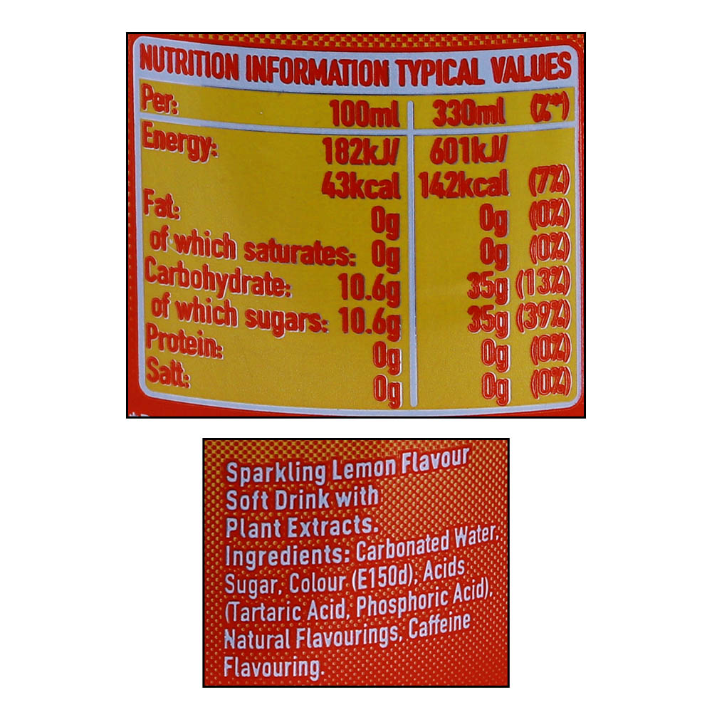 Coca Cola Lemon Drink 330ml right side image
