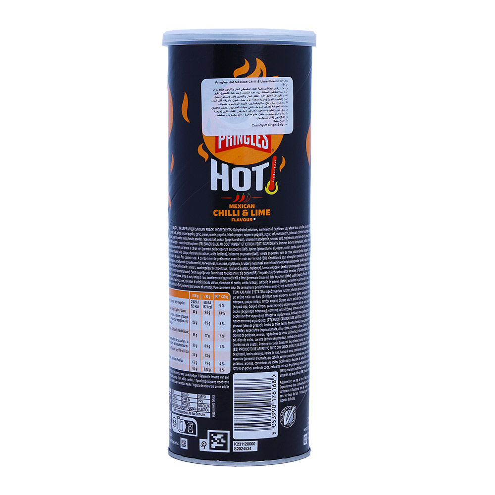 Pringles Hot Mexican Chilli & Lime Crisps 160g back image