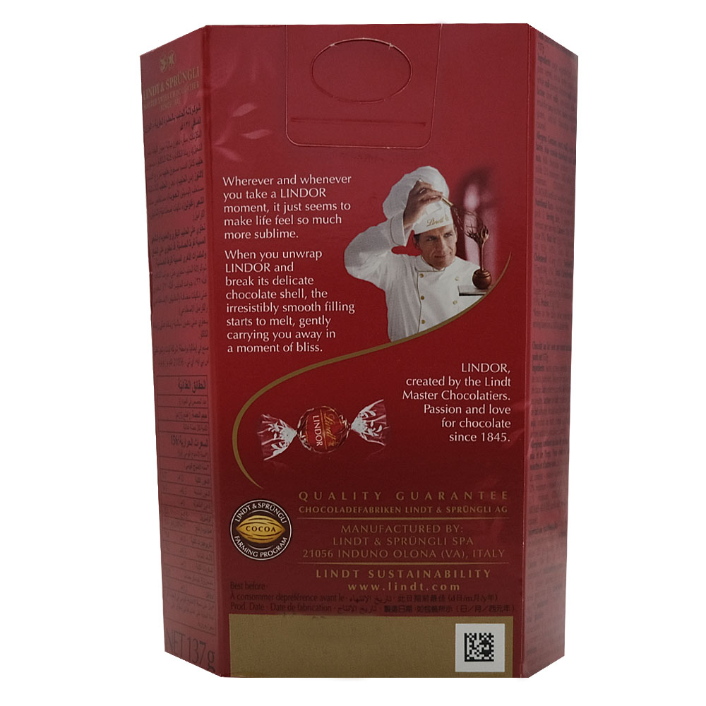 Lindt Lindor Milk Cornet Balls 137g back image