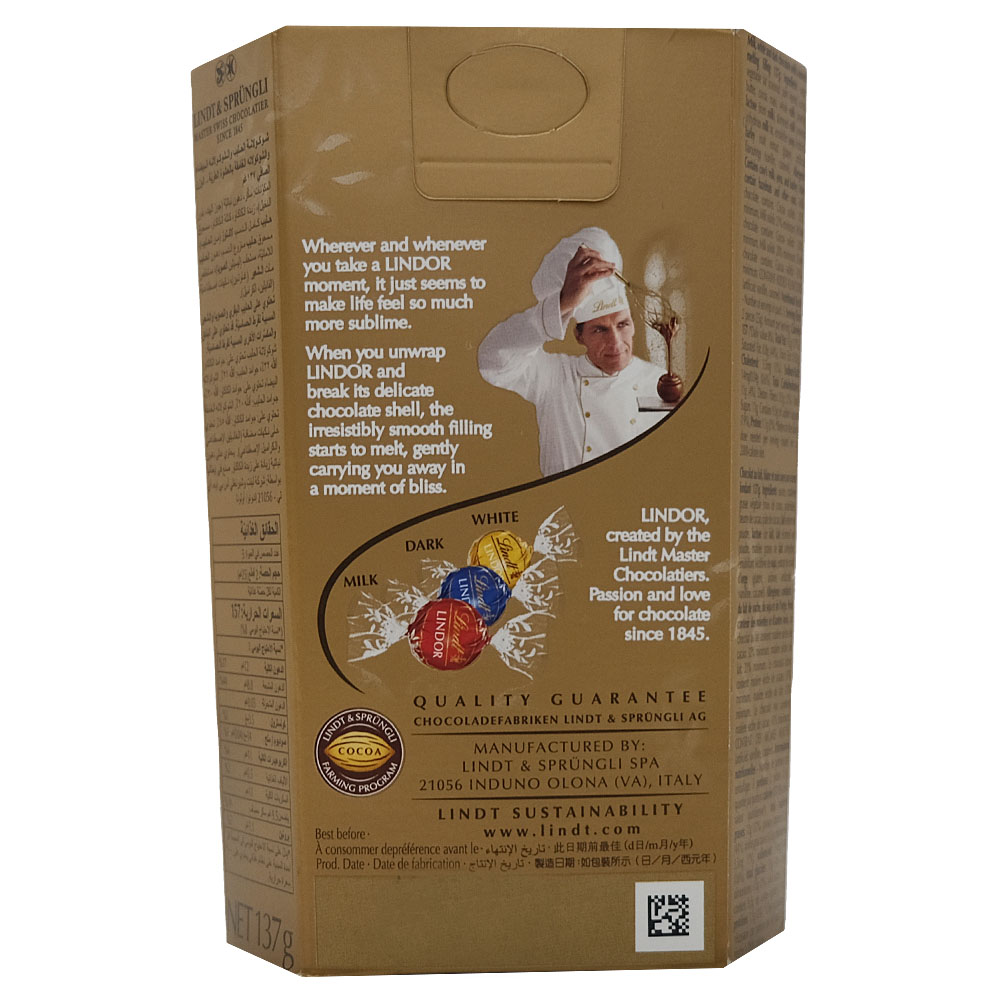Lindt Lindor Assorted Cornet Balls 137g back image