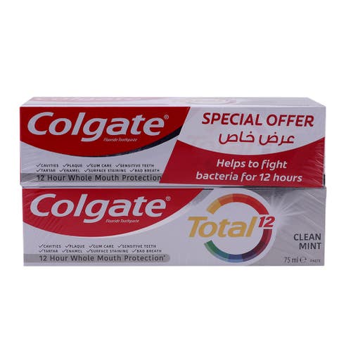 Colgate Total Clean Mint Toothpaste 2x75ml [Special Offer] 