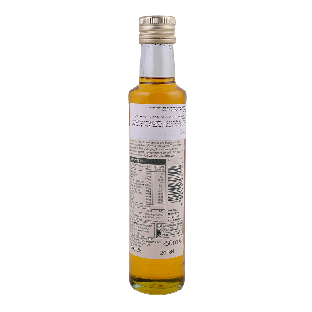 Waitrose Leckford Estate Rapeseed Oil 250ml back image