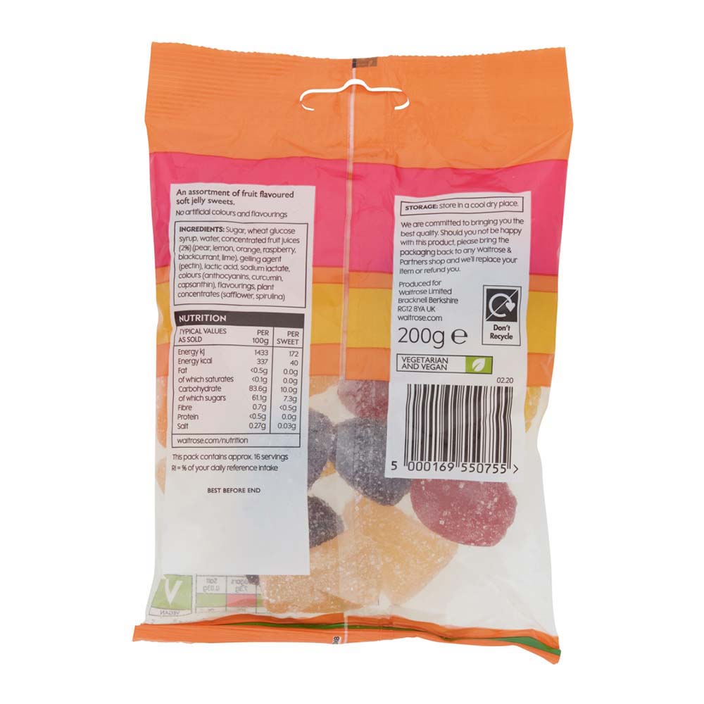 Waitrose Fruit Jellies 200g right side image