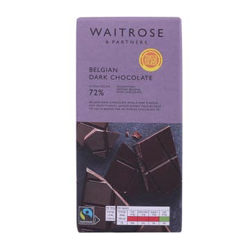 Waitrose 72% Belgian Dark Chocolate Bar 180g 