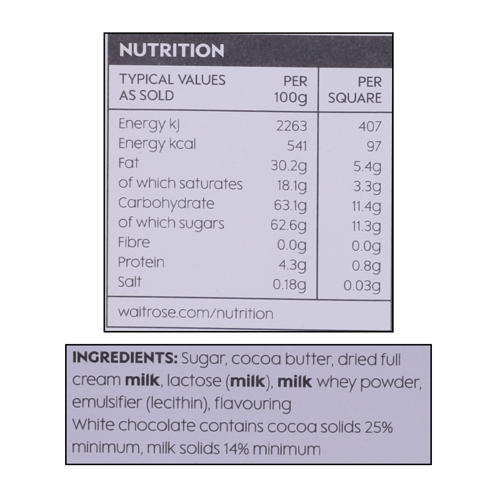 Waitrose Belgian Milk Cooking Chocolate For Cooking 180g right side image
