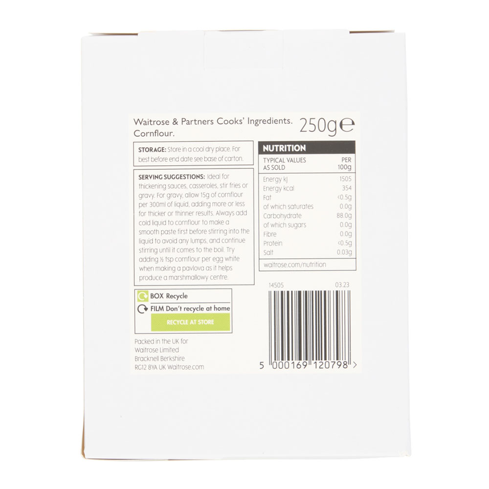 Waitrose Cooks' Ingredients Cornflour 250g right side image