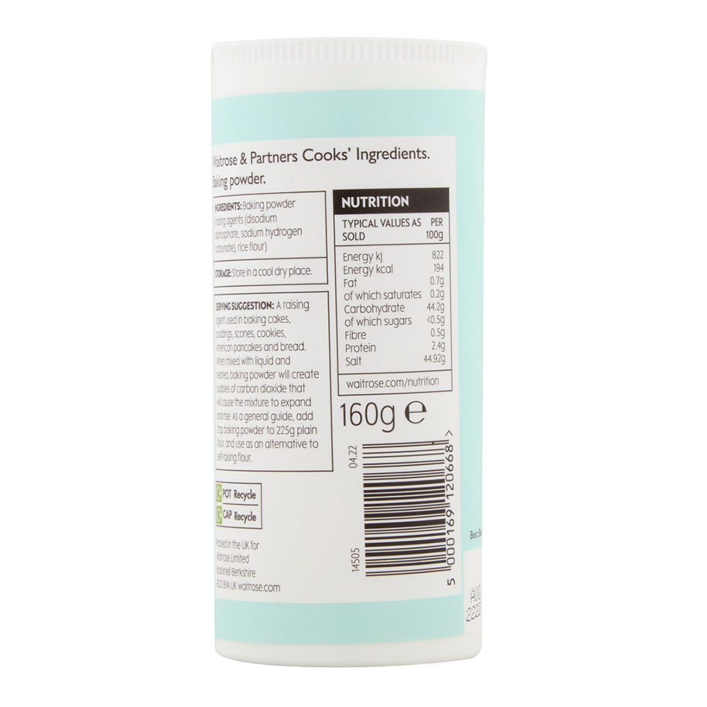 Waitrose Baking Powder 160g right side image