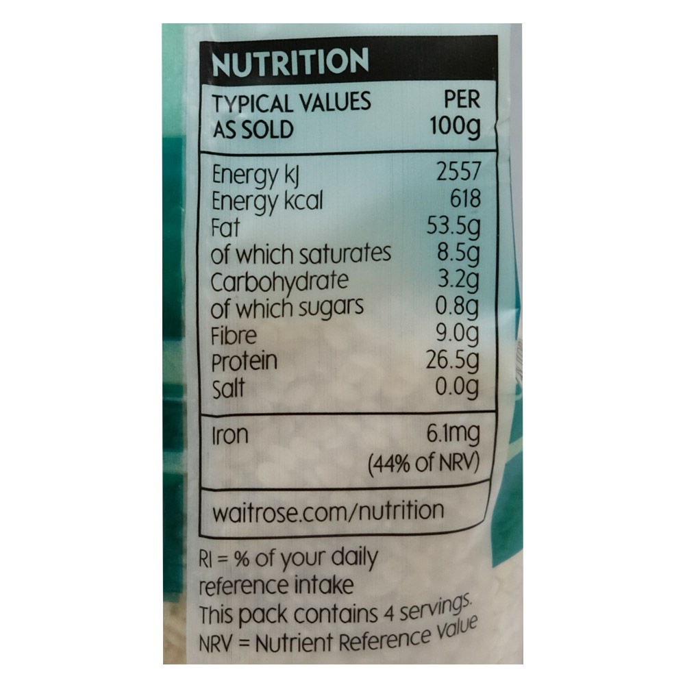 Waitrose Sesame Seeds 100g right side image