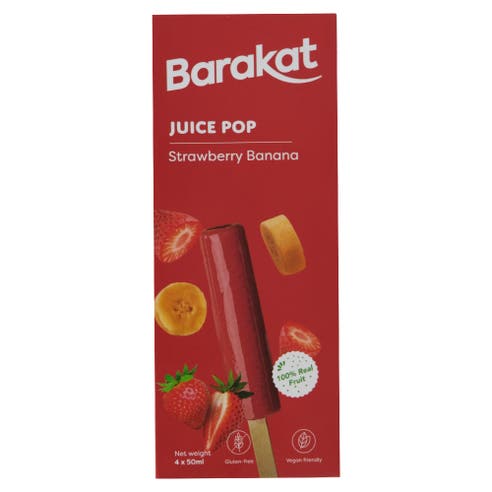 Barakat Strawberry Banana Minis Juice Pops 4x50ml 